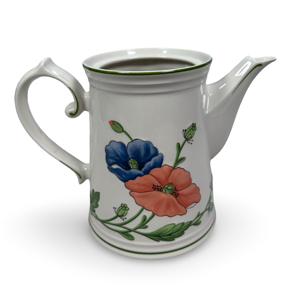 Villeroy Boch Amapola Porcelain Coffee Pot No Lid Blue Orange Poppies Green Trim